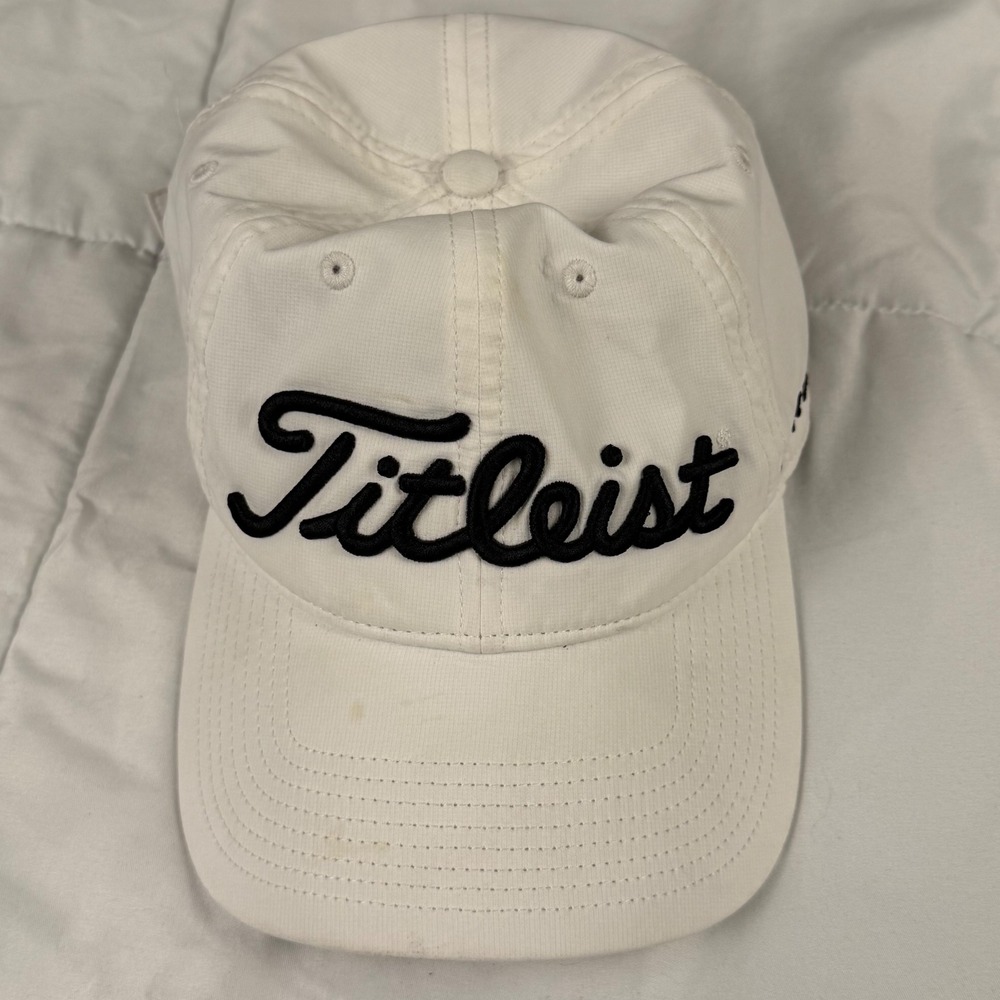 Titleist Golf Hat Mens OS White Adjustable Pro V1 FJ Performance Strapback
